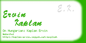 ervin kaplan business card